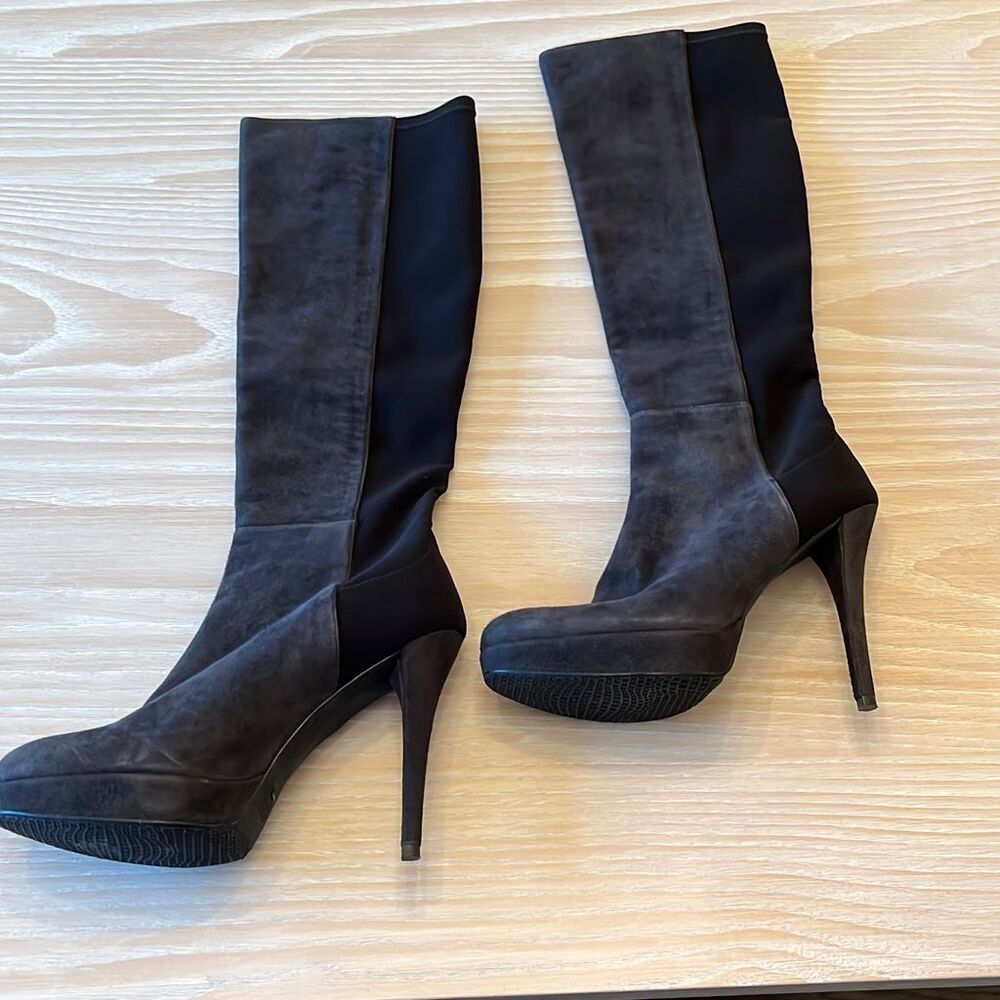 Stuart Weitzman Skyline Platform Boots Black Sued… - image 3